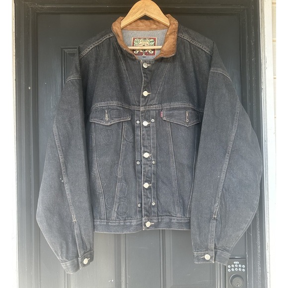 Vintage 90s Avirex Cowboys Of The Sky Top Gun Bomber Jacket Large Denim - Picture 1 of 16